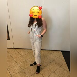 EUC Black and white striped jumpsuit